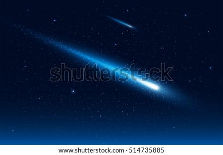 Vector illustration of two comet in the starry space sky. Elements are layered separately in vector file. Vector illustration of two comet in the starry space sky. Elements are layered separately in vector file.