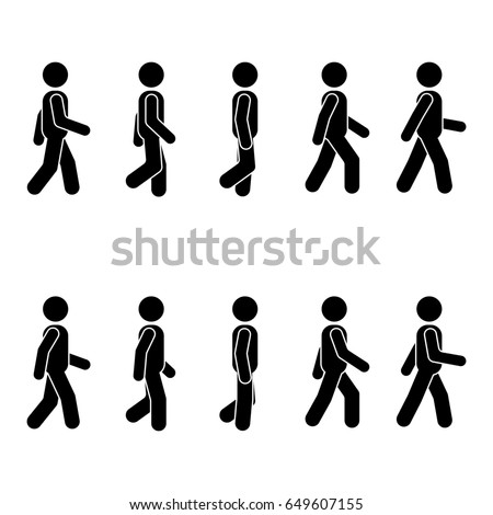 walking figure icon person stick man people position standing sign symbol posture furtive full pictogram various side shutterstock vectors away