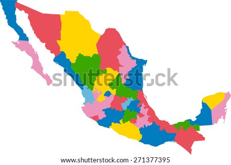 Colorful Mexico Political Map Clearly Labeled Stock Vector 326352584 