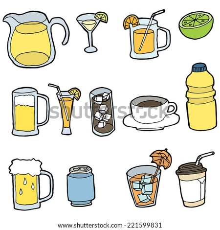 Vector Hand Drawn Beverages Icons Set Stock Vector 149794421 - Shutterstock