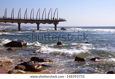 view of landmark pier at Umhlanga Rocks, Durban, South Africa - stock ...