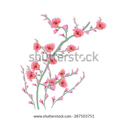 Floral Art Watercolor painting flower pink - stock vector