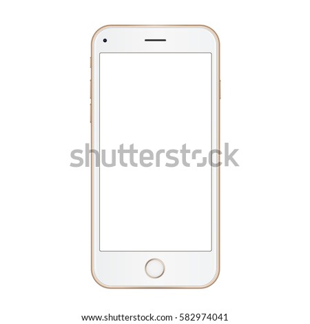 Vector gold frame mobile phone with empty screen. Vector realistic illustration. Vector gold frame mobile phone with empty screen. Vector realistic illustration.