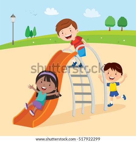 Kids playing on slide Kids playing on slide