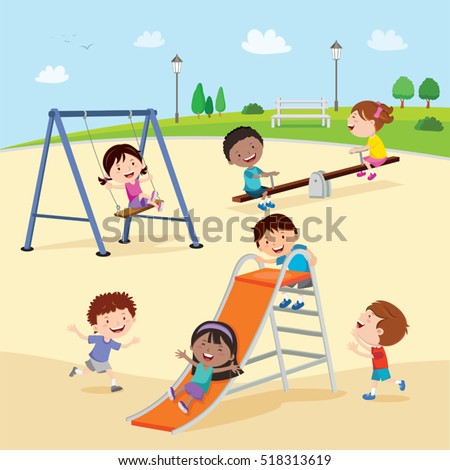 Playground. Kids at the playground. Playground. Kids at the playground.