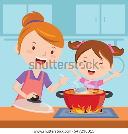 Mother and daughter cooking together Mother and daughter cooking together