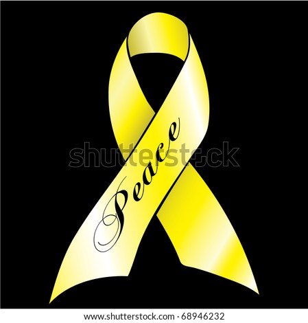 Yellow Peace Ribbon Raster Illustration Stock Illustration 68946232