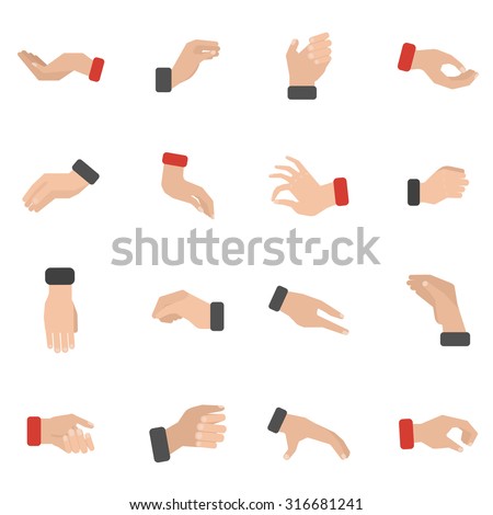 Grabbing hand icons set with picking taking and holding flat isolated vector illustration - stock vector Grabbing hand icons set with picking taking and holding flat isolated vector illustration - stock vector