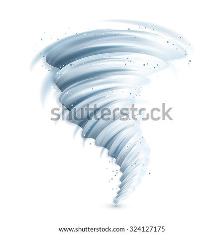 Realistic tornado swirl isolated on white background vector illustration - stock vector Realistic tornado swirl isolated on white background vector illustration - stock vector