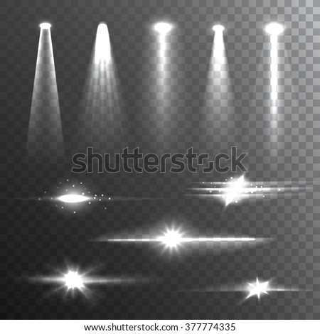 White beam lights set of different shapes and projections gleaming in the darkness banner abstract vector illustration - stock vector White beam lights set of different shapes and projections gleaming in the darkness banner abstract vector illustration - stock vector