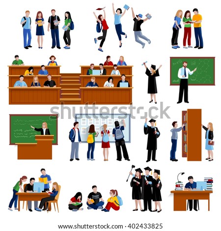 Students At The University - stock vector Students At The University - stock vector