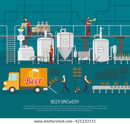 Brewery And Beer Set.Brewery And Beer Poster. Brewery Flat Illustration. Brewery And Beer Vector.Brewery And Beer Information. - stock vector Brewery And Beer Set.Brewery And Beer Poster. Brewery Flat Illustration. Brewery And Beer Vector.Brewery And Beer Information. - stock vector