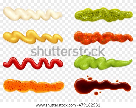 Color set icons depicting strips of different sauce vector illustration Color set icons depicting strips of different sauce vector illustration