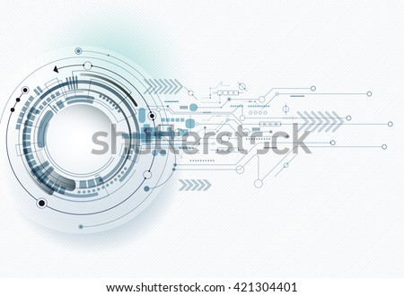 Vector illustration Abstract futuristic eyeball on circuit board, high computer technology. Light green and blue color background - stock vector Vector illustration Abstract futuristic eyeball on circuit board, high computer technology. Light green and blue color background - stock vector