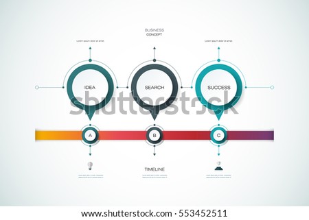 Vector infographics timeline design template with 3D paper label, integrated circles background. Blank space for content, business, infographic, diagram, network, flowchart, process diagram, time line Vector infographics timeline design template with 3D paper label, integrated circles background. Blank space for content, business, infographic, diagram, network, flowchart, process diagram, time line
