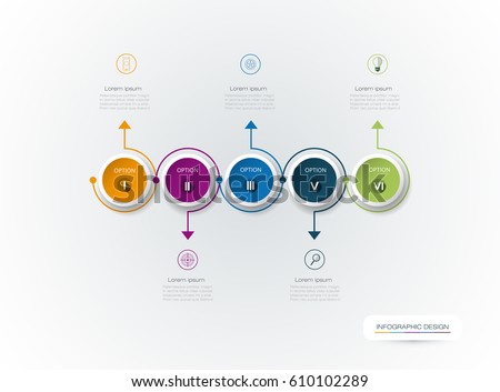 Vector Infographic 3D circle label design with arrows sign and 5 options or steps. For business, infograph template, process infographics, diagram chart, flowchart, processes diagram, time line Vector Infographic 3D circle label design with arrows sign and 5 options or steps. For business, infograph template, process infographics, diagram chart, flowchart, processes diagram, time line
