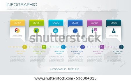Vector infographics timeline design template with 3D paper label and graph 6 steps options. For workflow layout diagram, infograph business, infographic, flowchart, process diagram, time line, chart Vector infographics timeline design template with 3D paper label and graph 6 steps options. For workflow layout diagram, infograph business, infographic, flowchart, process diagram, time line, chart