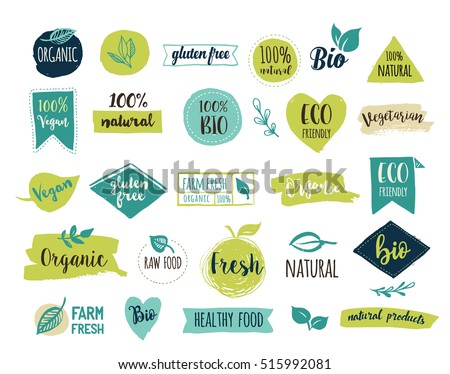 Bio, Ecology, Organic logos and icons, labels, tags. Hand drawn bio healthy food badges, set of raw, vegan, healthy food signs, organic and elements set Bio, Ecology, Organic logos and icons, labels, tags. Hand drawn bio healthy food badges, set of raw, vegan, healthy food signs, organic and elements set