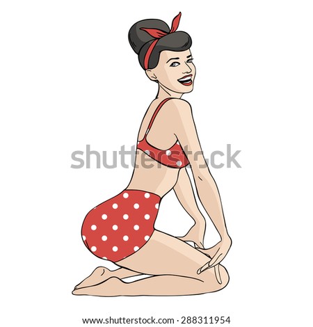 Vector Illustration Beautiful Pinup Woman Isolated Stock Vector Shutterstock