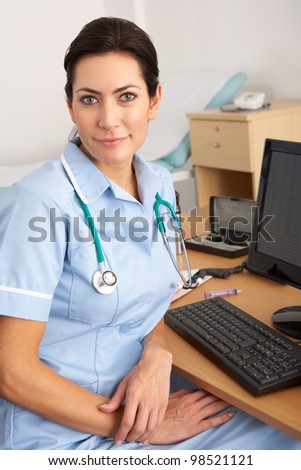 British Nurse Sitting Desk Work Stock Photo 98521121 - Shutterstock