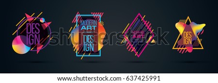 Vector set frame for text Modern Art graphics for hipsters .dynamic frame stylish geometric colorful 80s-style kitsch. element for design business cards, invitations, gift cards, flyers and brochures. Vector set frame for text Modern Art graphics for hipsters .dynamic frame stylish geometric colorful 80s-style kitsch. element for design business cards, invitations, gift cards, flyers and brochures.