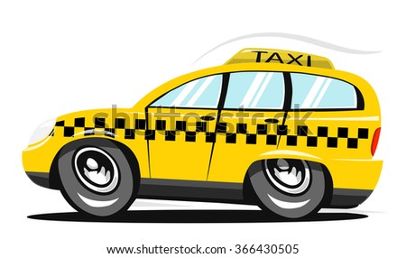 Yellow Taxi Cartoon Vector Illustration Stock Vector 90388915