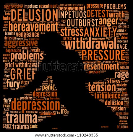 Concept of depression: text graphics - stock photo