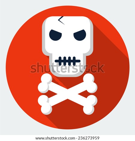 Vector skull and crossbones icon - stock vector