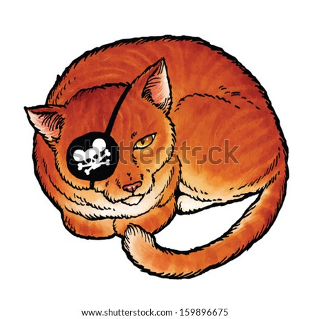White Mouse With Eye Patch Cartoon