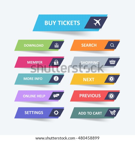 Flat Website Buttons Set Flat Website Buttons Set