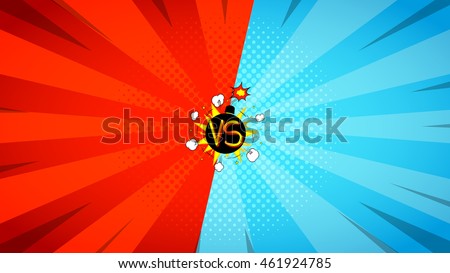 Versus letters fight illustration. Vector backdrop. Decorative background with bomb explosive in pop art style. - stock vector Versus letters fight illustration. Vector backdrop. Decorative background with bomb explosive in pop art style. - stock vector