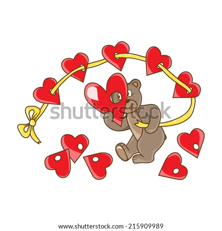 Valentine Card Teddy Bear Hearts Stock Vector 189855326 - Shutterstock