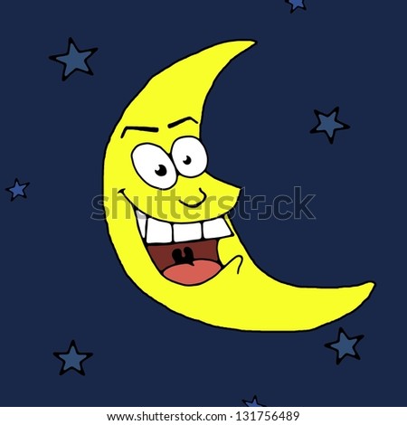 Cartoon Illustrations Smiling Moon Stock Vector 54288745 Shutterstock