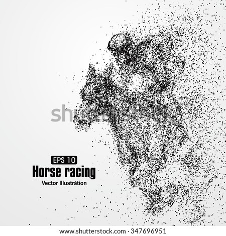 Horse racing, particle divergent composition, vector illustration. - stock vector Horse racing, particle divergent composition, vector illustration. - stock vector