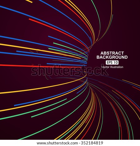 Colourful curve composition have a sense of perspective background. - stock vector Colourful curve composition have a sense of perspective background. - stock vector