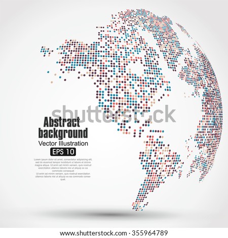 Dots colorful three-dimensional map of the world,abstract graphics. - stock vector Dots colorful three-dimensional map of the world,abstract graphics. - stock vector