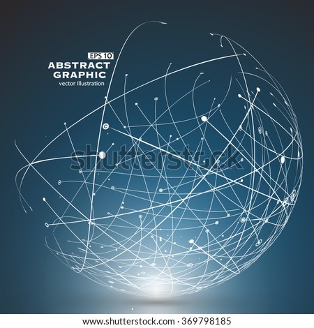 Point and curve constructed the sphere wireframe, technological sense abstract illustration. - stock vector Point and curve constructed the sphere wireframe, technological sense abstract illustration. - stock vector