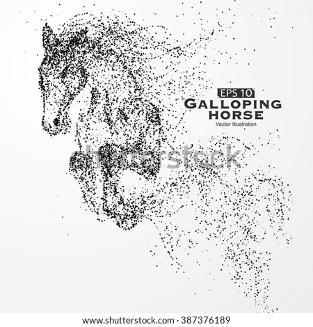 Galloping horse,particles,vector illustration. - stock vector Galloping horse,particles,vector illustration. - stock vector
