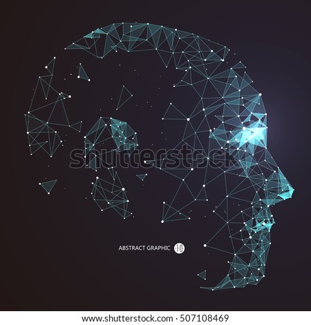 Point, Line connection from the head contour,vector illustration. Point, Line connection from the head contour,vector illustration.