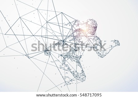 Running Man,Network connection turned into, vector illustration. Running Man,Network connection turned into, vector illustration.