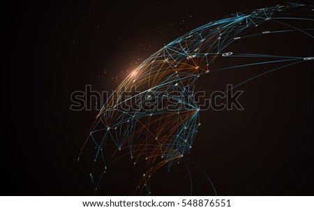 Dotted lines connected to the abstract graphics, network connections. Dotted lines connected to the abstract graphics, network connections.