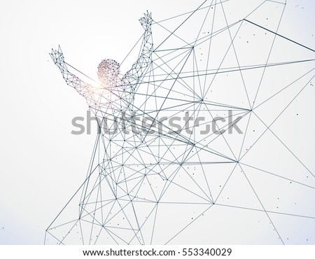 Running Man, Network connection turned into, vector illustration. Running Man, Network connection turned into, vector illustration.