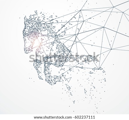 Galloping horse,Network connection turned into,vector illustration, Galloping horse,Network connection turned into,vector illustration,