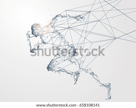 Running Man,Network connection turned into, vector illustration. Running Man,Network connection turned into, vector illustration.