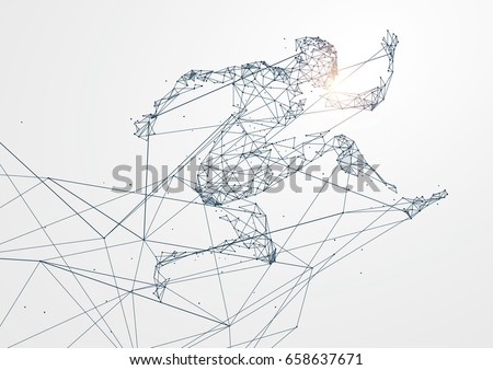 Running Man, Network connection, vector illustration. Running Man, Network connection, vector illustration.