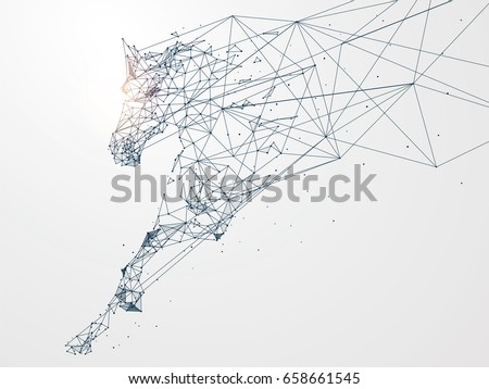 Galloping horse,Network connection turned into,vector illustration, Galloping horse,Network connection turned into,vector illustration,