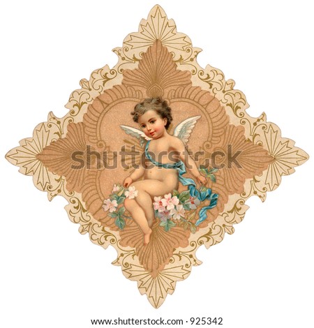 illustration stock  vintage Intricate, with cupid  vintage  greeting Valentine  cupid