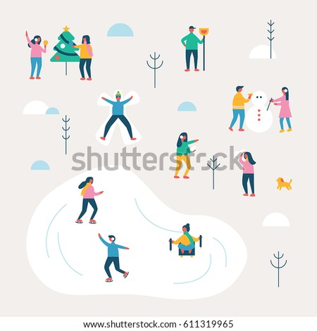 winter season background people character vector illustration flat design winter season background people character vector illustration flat design