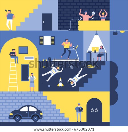 in the house vector illustration flat design in the house vector illustration flat design
