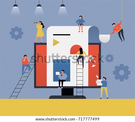 People in the web business industry vector concept illustration flat design People in the web business industry vector concept illustration flat design